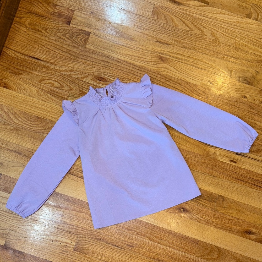 Purple Ruffle Long Sleeve Blouse